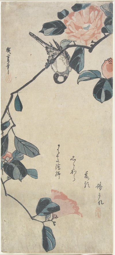 Bird on Camellia by Utagawa Hiroshige