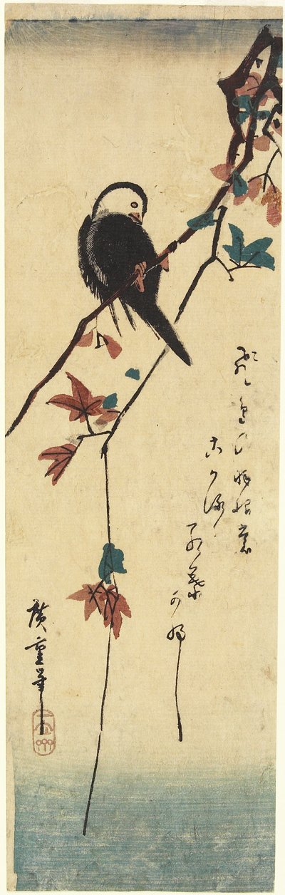 Bird on Maple Branch by Utagawa Hiroshige