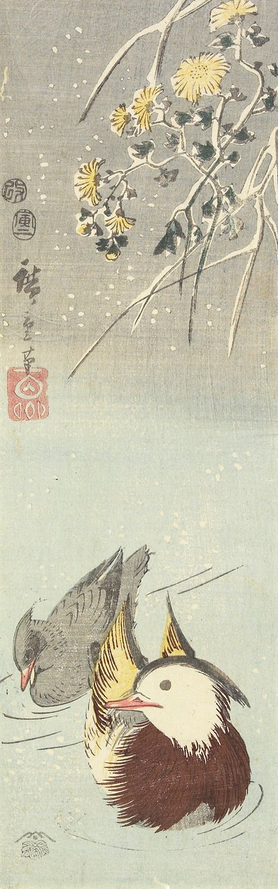 Chrysanthemum and Mandarin Ducks, February 1854 by Utagawa Hiroshige