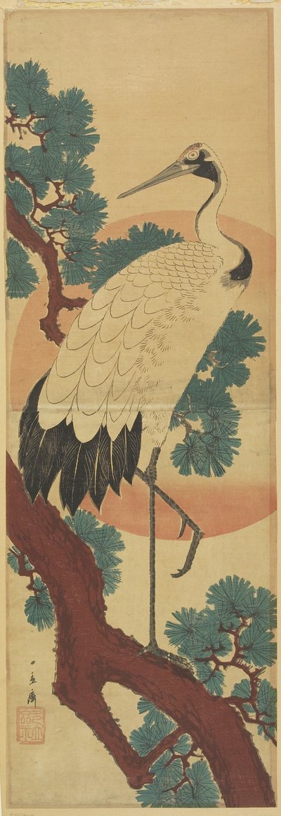 Crane on Pine Branch by Utagawa Hiroshige