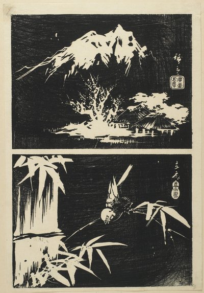 Two Images of Lithograph by Utagawa Hiroshige