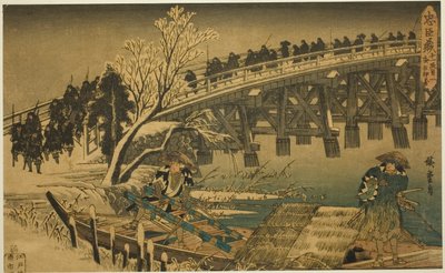 Act 11, Part 1: The Approach to the Night Attack, from the series The Revenge of the Loyal Retainers by Utagawa Hiroshige