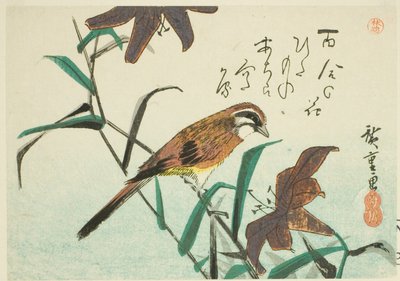 Bunting and Lilies by Utagawa Hiroshige