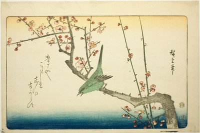 Bush Warbler on Plum Branch by Utagawa Hiroshige