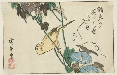 Canary and Morning Glories by Utagawa Hiroshige