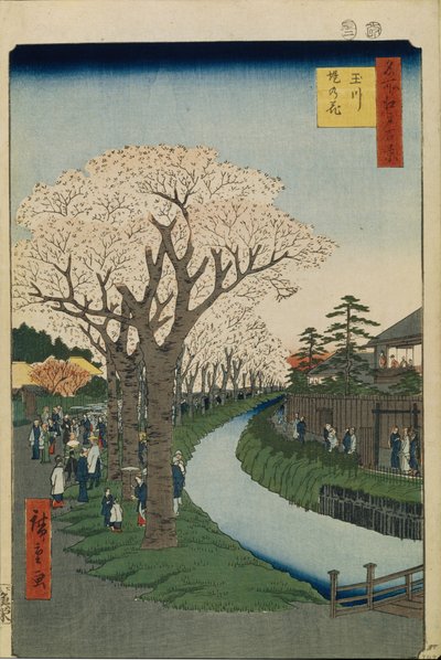 Cherry Blossoms on the Banks of the Tama River One Hundred Famous Views of Edo, 1856-1858 by Utagawa Hiroshige