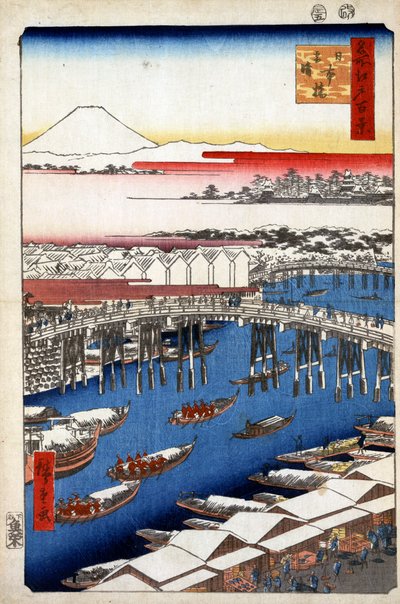 Clearing Weather after Snow at Nihon Bridge, One Hundred Famous Views of Edo by Utagawa Hiroshige