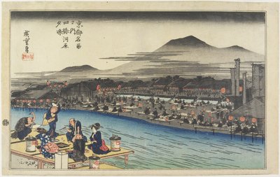 Cooling of the Evening at Shijo Riverbank, c. 1834 by Utagawa Hiroshige