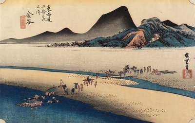 Distant Bank of O_i River, Kanaya by Utagawa Hiroshige