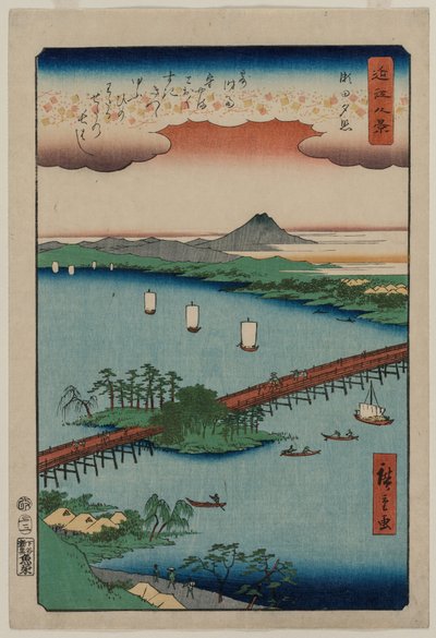 Evening Glow at Seta, from the series Eight Views of Ōmi by Utagawa Hiroshige