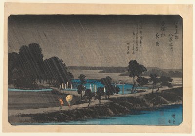 Evening Rain at Azumi no Mori by Utagawa Hiroshige