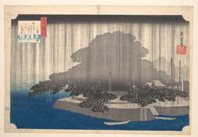 Evening Rain at Karasaki-Pine Tree by Utagawa Hiroshige