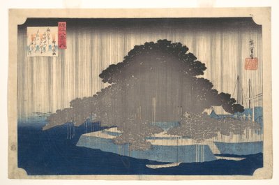 Evening Rain at Karasaki, Pine Tree by Utagawa Hiroshige