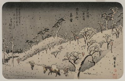 Evening Snow at Asuka Hill, from the series Eight Views of the Environs of Edo, c. 1837-38 by Utagawa Hiroshige