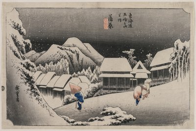 Evening Snow at Kambara (number sixteen of the series Fifty-three Stations of the Tokaido) by Utagawa Hiroshige