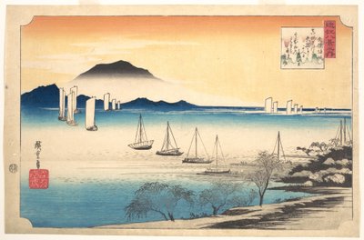 Fishing Boats Returning to Yabase by Utagawa Hiroshige