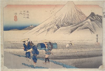 Fuji in the Morning at Hara, from the Series Fifty-three Stations of the Tokaido by Utagawa Hiroshige