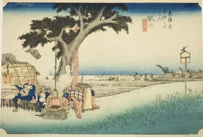 Fukuroi: Tea Stall, from the series Fifty-three Stations of the Tokaido, also known as the Hoeido Tokaido by Utagawa Hiroshige