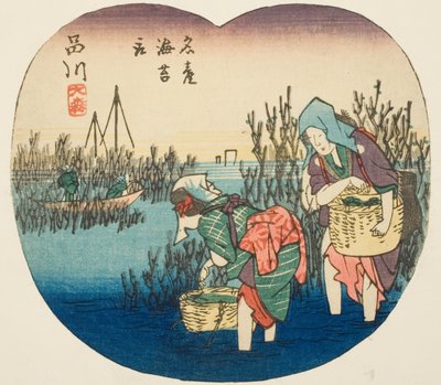 Gathering Seaweed at Omori in Shinagawa, section of sheet no. 1 from the series 