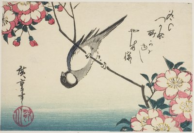 Great Tit on Cherry Blossom Branch by Utagawa Hiroshige