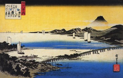 View of a Long Bridge Across a Lake by Utagawa Hiroshige