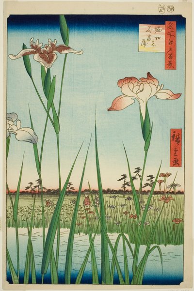 Irises at Horikiri, from the series "One Hundred Famous Views of Edo" by Utagawa Hiroshige