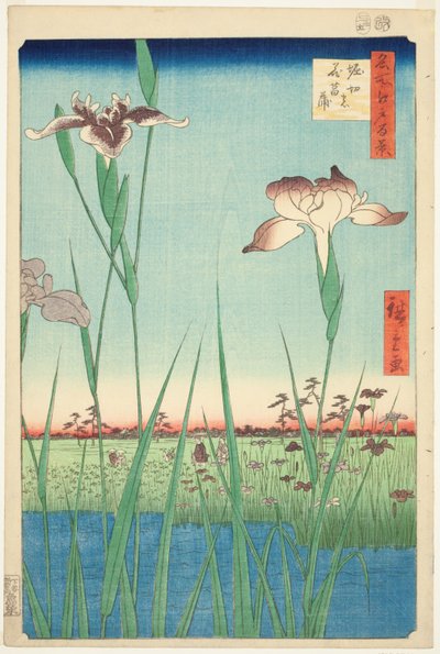 Irises at Horikiri, from the series "One Hundred Famous Views of Edo" by Utagawa Hiroshige
