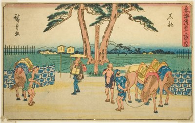 Ishibe, from the series Fifty-three Stations of the Tokaido, also known as the Gyosho Tokaido by Utagawa Hiroshige