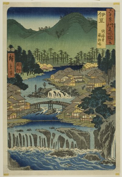 Izu Province: Hot Springs of the Shuzen Temple, from the series "Famous Places in the Sixty-odd Provinces" by Utagawa Hiroshige