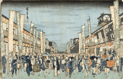 Kabuki Theaters in Nichomachi by Utagawa Hiroshige