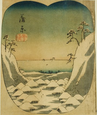 Kanbara, section of sheet no. 4 from the series "Cutouts of the Fifty-three Stations" by Utagawa Hiroshige