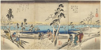 Koto meisho Sumida-gawa yuki-mi no zu san-mai tsuzuki by Utagawa Hiroshige