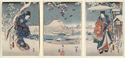 Lovers in a Winter Landscape by Utagawa Hiroshige