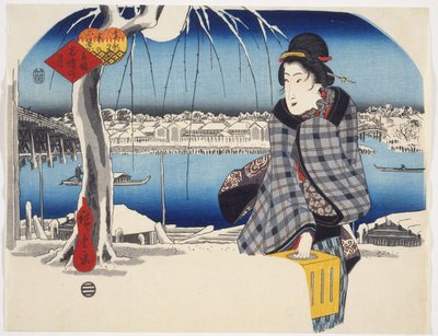 Moon after Snow at Rygoku from the Series Three Views of Snow at Famous Places in the Eastern Capital, c.1840 by Utagawa Hiroshige