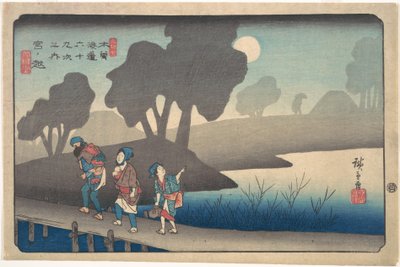 Moonlit Night at Miyanokoshi, from The Sixty-nine Stations of the Kisokaido by Utagawa Hiroshige