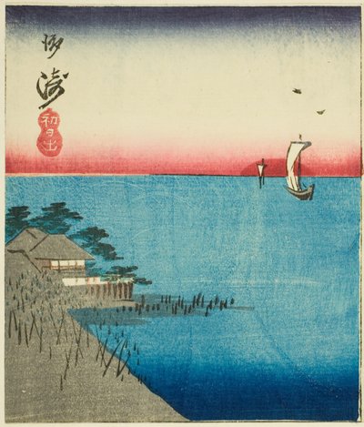 Morning Market at Nihon Bridge, section of a sheet from the series "Cutouts of Famous Places in Edo" by Utagawa Hiroshige