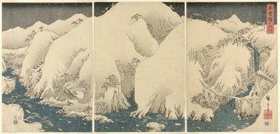 Mountains and Rivers on the Kiso Road, from an untitled series of triptychs by Utagawa Hiroshige