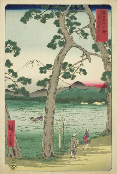 Mount Fuji Seen from the Left on the Tokaido, from the series "Thirty-six Views of Mount Fuji" by Utagawa Hiroshige