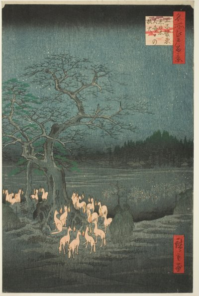 New Year’s Eve Fox Fires at the Changing Tree, from the series One Hundred Famous Views of Edo by Utagawa Hiroshige