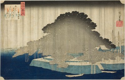 Night Rain at Karasaki, from the series "Eight Views of Omi" by Utagawa Hiroshige