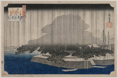 Night Rain at Karasaki, from the series Eight Views of Ōmi by Utagawa Hiroshige