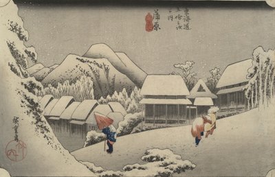 Night Snow at Kanbara, from the series Fifty-three Stations of the Tōkaidō by Utagawa Hiroshige