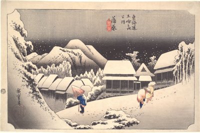 Night Snow at Kanbara, from the series Fifty-three Stations of the Tōkaidō by Utagawa Hiroshige
