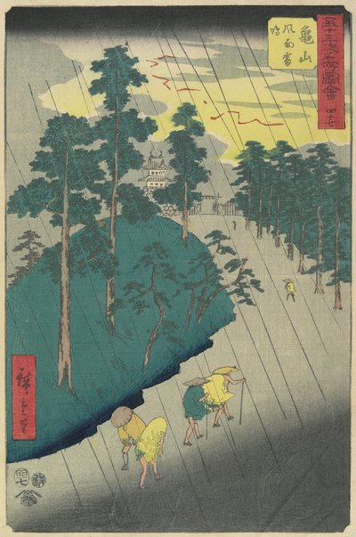 Thunder Storm at Kameyama by Utagawa Hiroshige