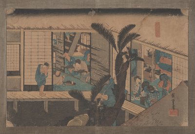Inn with Serving Maids from 53 Stations of the Tokaido by Utagawa Hiroshige