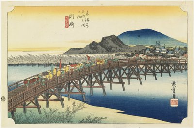 Okazaki--Yahagi Bridge, c.1833 by Utagawa Hiroshige