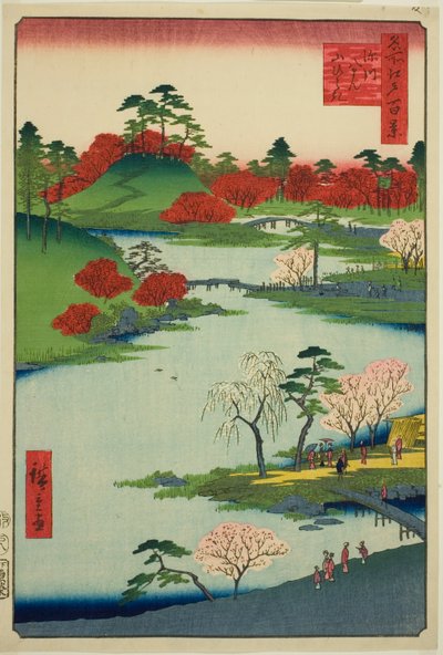 Opening of the Garden at Fukagawa Hachiman Shrine, from the series "One Hundred Famous Views of Edo" by Utagawa Hiroshige