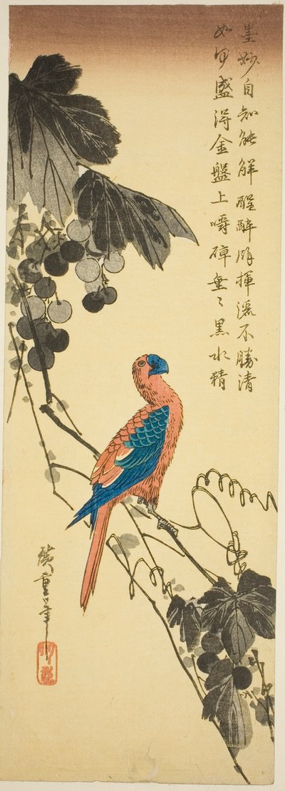 Parrot on a Grapevine by Utagawa Hiroshige