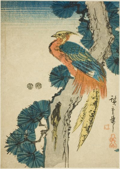 Pheasant and Pine Tree by Utagawa Hiroshige