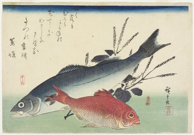 Red Snapper, Sea Bass and Perilla by Utagawa Hiroshige